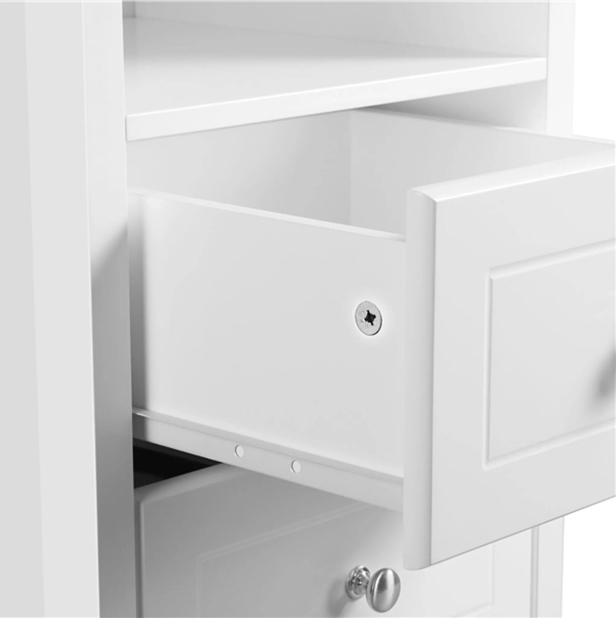 Yaheetech Nachttisch mit 2 Schubladen - 40 x 35 x 60 cm - Mit offener Lagerung und minimalistischem Design und glatten Führungen - Für Schlafzimmer und Wohnzimmer - Weiß E1 MDF