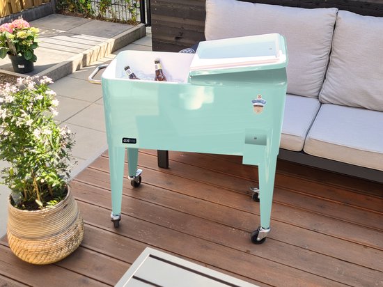 AXI Retro Cooler Mint – Kühlbox mit Rollen – 76 l Fassungsvermögen – Kühlbox mit Ablasshahn