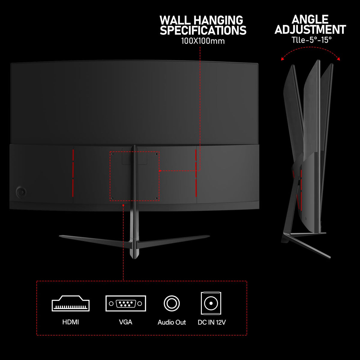 Gawfolk 27-Zoll-Gaming-Monitor mit gebogenem Bildschirm – Full HD – 100 Hz