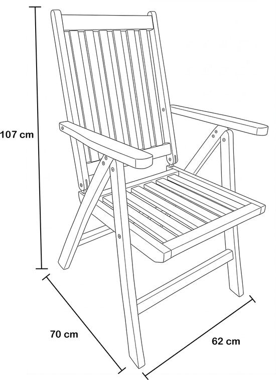AXI Nuria Teak verstellbare Gartenstühle – Klappbare Gartenstühle aus Holz – 5 Positionen – 2er-Set – 100 % Teakholz – Tragkraft 180 kg – Garten, Terrasse oder Balkon
