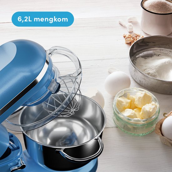 KitchenBrothers Küchenmaschine - Küchenroboter - 6.2L - Mixer mit Rührschüssel - Küchenmixer - 2000W - Pastellblau