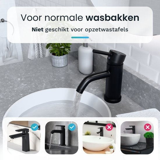 Mirlux Waschtischarmatur Schwarz - Waschtischmischer Bad - Waschtischarmatur - Waschtischarmatur/WC-Armatur - Wasserhahn - Kalt- und Warmwasserarmatur - Toilettenarmatur Kalt- und Warmwasser