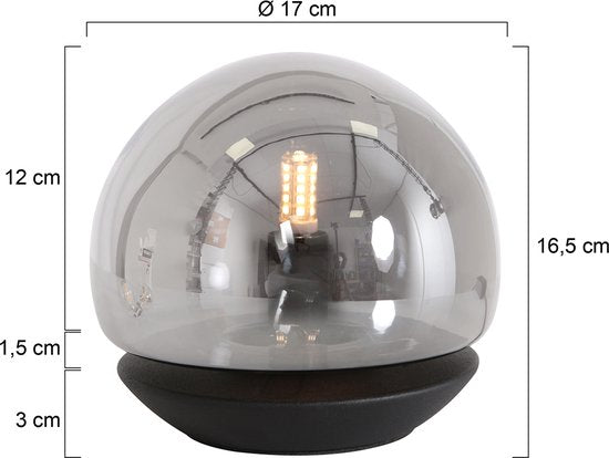 Steinhauer Tischlampe Ancilla – schwarz – Metall – 17 cm – G9-Fassung – 3104ZW