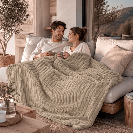 Ceruzo Fleece-Decke 200 x 240 cm – XXL-Plaid – Taupebraun – Weiches Fleece – Tagesdecke für Doppelbett