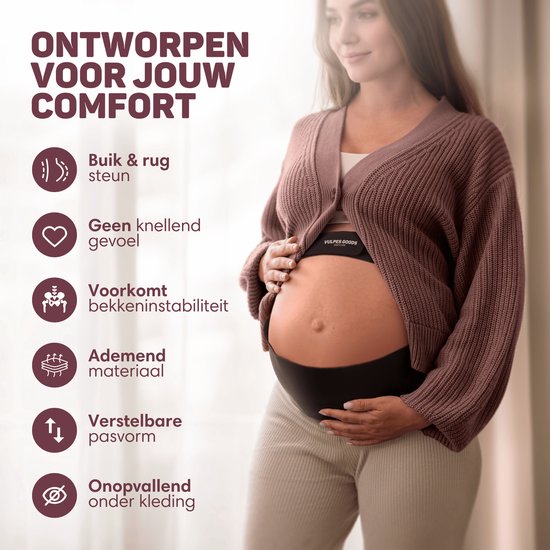 Vulpes Goods® Babycare - Bauchband Schwangerschaft - Verstellbarer Schwangerschaftsgürtel - Bauchband für die Schwangerschaft - Unsichtbar & Atmungsaktiv - Bauch- & Rückenstütze - Größe L - Beckenband - Schwangerschaftsgürtel - Beckenbandage - inkl. Wasch