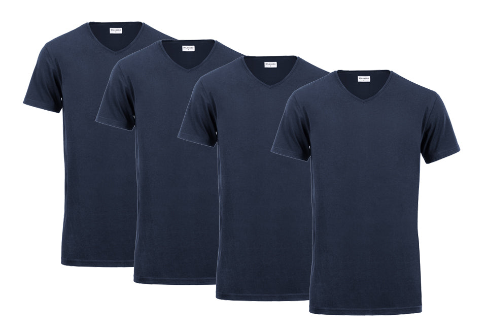 Milanoro - 2XL - T-Shirt - Extra lang - 4er-Pack - 100% Baumwolle - Marineblau