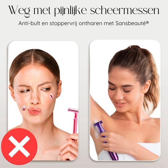 4-in-1 Bikini-Trimmer - Sansbeauté® - Gesicht - Achseln - Beine - Bikinizone - Augenbrauentrimmer - Gesichtshaarentfernung Damen - Intimbereich - Ladyshaves Bikini - Epilierer elektrisch