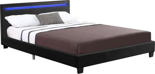 Juskys Polsterbett Verona - 120 x 200 cm - LED-Beleuchtung - Schwarz
