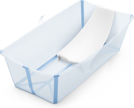 Stokke Flexi Bath XL (Ocean Blue) mit Stütze für Neugeborene – Langlebig und leicht zu verstauen – Praktisch für zu Hause oder auf Reisen – Geeignet für Kinder von 0 bis 6 Jahren