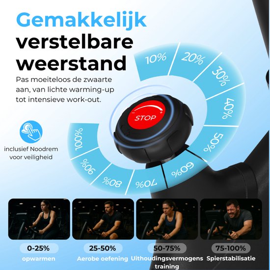 Heimtrainer - Fitness Bike - Spinning Bike - 8KG Schwungrad - Herzfrequenzmesser - Inkl App - Extrem leise
