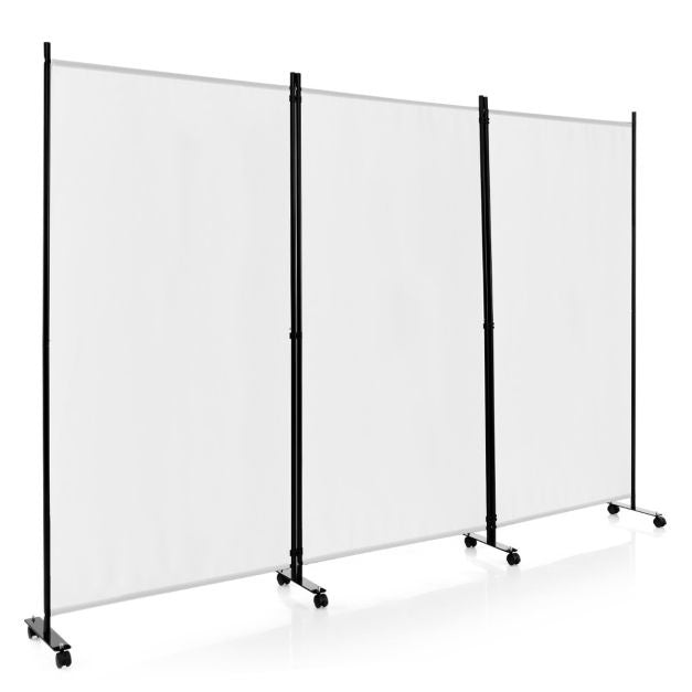Raumtrenner mit 3 abnehmbaren Faltpaneelen 262x180cm Trennwand mit 8 Rädern Rahmen aus Polyester-Fasereisen