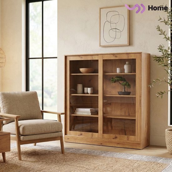 VDD Home – Vitrine mit Glas – Sideboard – 120 x 120 x 37 – Holz
