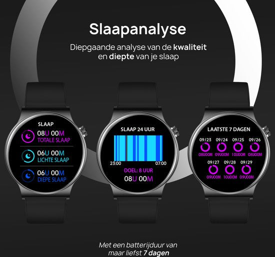 OOQE WATCH CS PRO - Smartwatch für Damen und Herren | Geeignet für iOS und Android | 10 Farben | HD | Benachrichtigungen | Gesundheitsanalyse | Sportanalyse | GPS-Verbindung | Anrufe | Musik/Audiohören | Spiele | Ergonomisch | Niederländische Sprache | Bl
