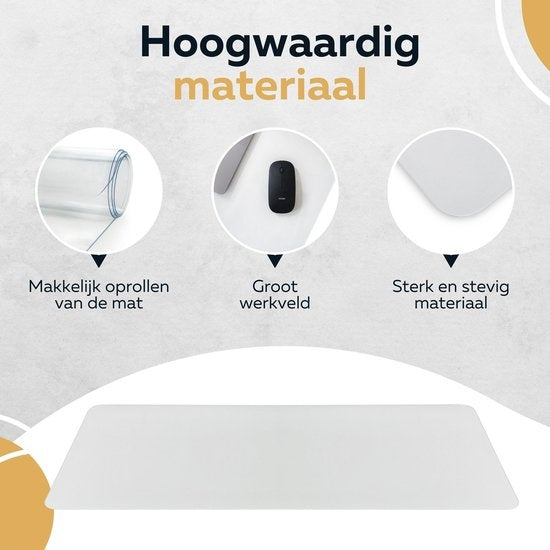 WURK Professional Schreibtischunterlage Transparent - Schreibtisch-Organizer - Inklusive Kabelclip - 80x40