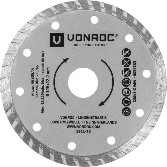 VONROC Diamantscheiben-Satz - Ø125MM - universal - 3 Stück - Segment, Turbo & Full Edge