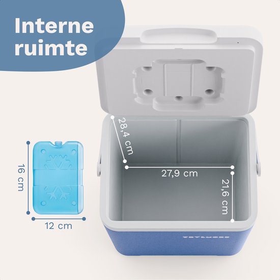 TRVLMORE Cool Box 14L - 47 Stunden Kühlung - Kühlbox - Inklusive Kühlelement - Cool Box Small - Blau