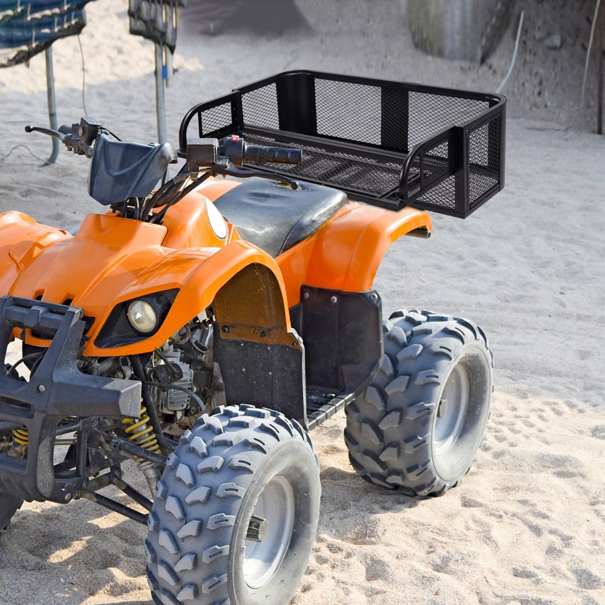 Coast Metall-Gepäckkorb für ATVs mit Mesh-Design - großer Stauraum auf 2 Ebenen - 104 x 67 x 31,5 cm - Schwarz