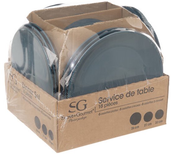 Secret de Gourmet Geschirrset Colorama uni – 18-teilig – blau – Essgeschirr – Tischgeschirr – 6 Personen