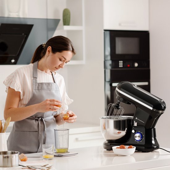 KitchenBrothers Küchenmaschine - Küchenroboter - 5L - Küchenmixer - 1200W - Schwarz