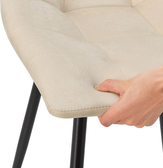 Stahl-Esszimmerstühle Blanca - 2er-Set - Beige - Samt