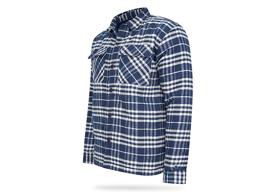 Mj Woodsman - Schönes warmes, gefüttertes Holzfällerhemd mit Karos - Navy