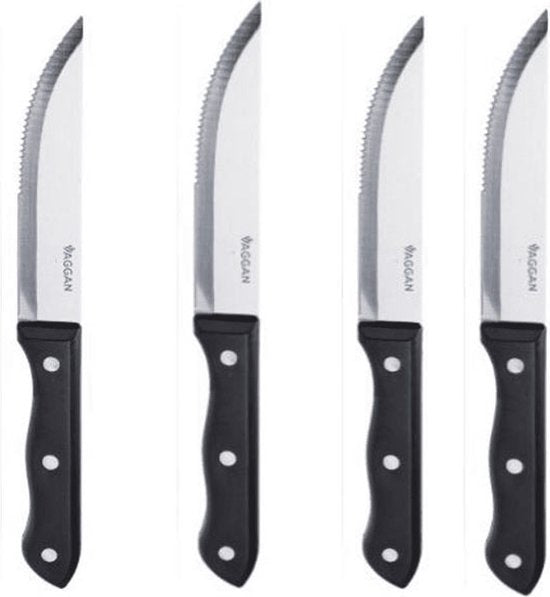 4x BBQ Steakmesser Set Edelstahl silber 33 cm - Messerset