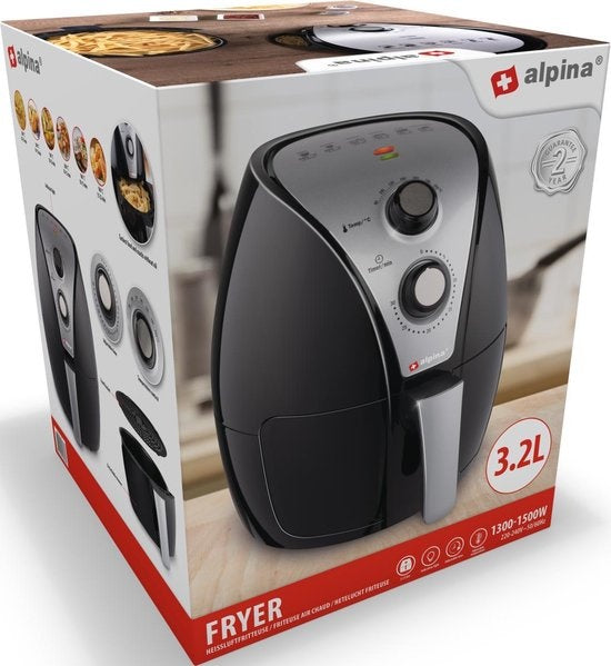Alpina Airfryer XL - 3.2L - 80 bis 200°C - 1500W - Schwarz