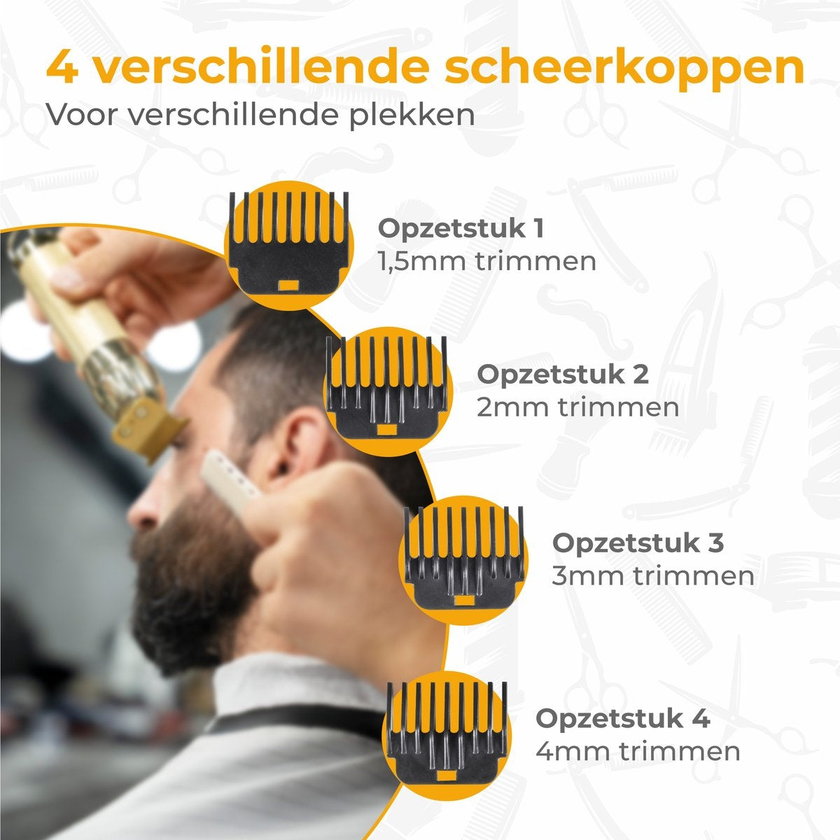 Nuvance - Haarschneider Männer - Kopfhaarschneider - Inklusive 4 Aufsätze - Barttrimmer und Haartrimmer Männer - Usb Wiederaufladbar