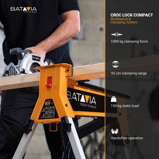 Batavia Kompakte Werkbank und Spannsystem - Max. Belastbarkeit 150kg - Spannbereich 965mm - orange