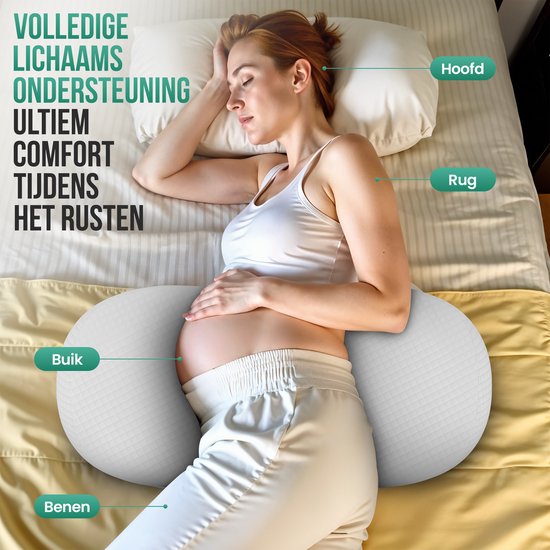 Avalo Schwangerschaftskissen W-Shape - Memory Foam - Seitenschläferkissen Erwachsene - Verstellbarer Keil - Bauch-, Rücken- & Beinunterstützung - Stillkissen - Körperkissen - Waschbarer Bezug
