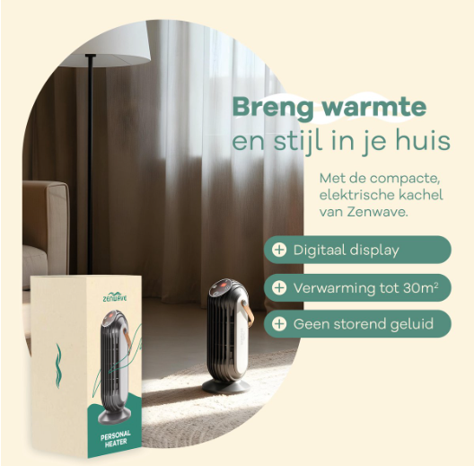 Zenwave Elektroheizung – 1500 W – Display – Timer – 11,5 x 11,5 x 26 cm – Schwarz