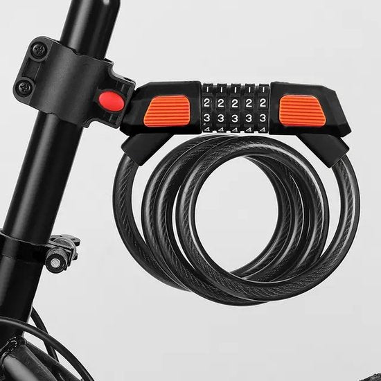 Garpex® Bicycle Lock Digit Lock - Digit Lock Fahrrad oder Elektroroller - Kabelschloss Vorhängeschloss - Schwarz mit Bügelbefestigung