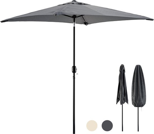 Tristar Stabsonnenschirm – quadratisch – 200 x 200 cm – Balkon & Garten – neigbar – inkl. Schutzhülle – PA-7901 – Dunkelgrau