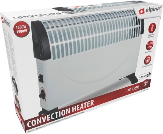 alpina Konvektorheizung - 1500W - Auf Füßen - Einstellbarer Thermostat - Weiß