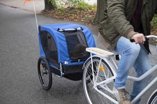 Bicycle Gear - Hundefahrradanhänger - max 40 KG - Zusammenklappbar - Regenschutz - Blau
