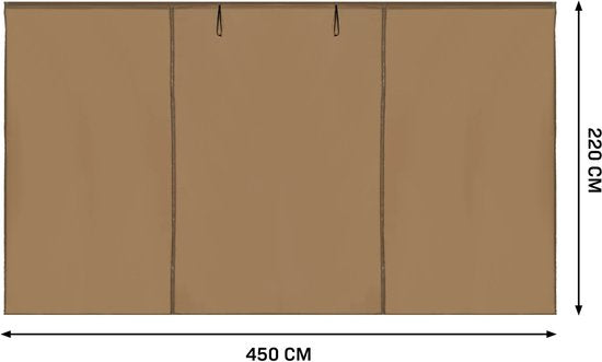 VONROC Seitenwand-Set – 3 x 4,5 m – Für Premium-Partyzelt PT502XX – Wasserdicht – UV-Schutz 50+ – Beige