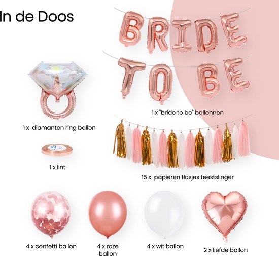 Happy Goods Bride to Be Dekorationen - Luftballons & Zubehör - 32 Stück - Bachelorette Party Woman - Team Bride - Bachelorette Party - Slingers