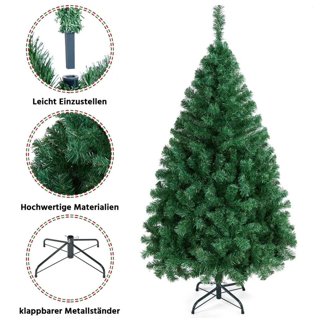 Yaheetech Künstlicher Weihnachtsbaum - 154 cm Grün - 398 Zweige - Realistisch - Klappbarer Ständer - Kompakt - Grün