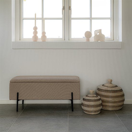 Haus Nordic Bank Watford Bouclé mit Lagerung - Beige - 95x36.5x46cm