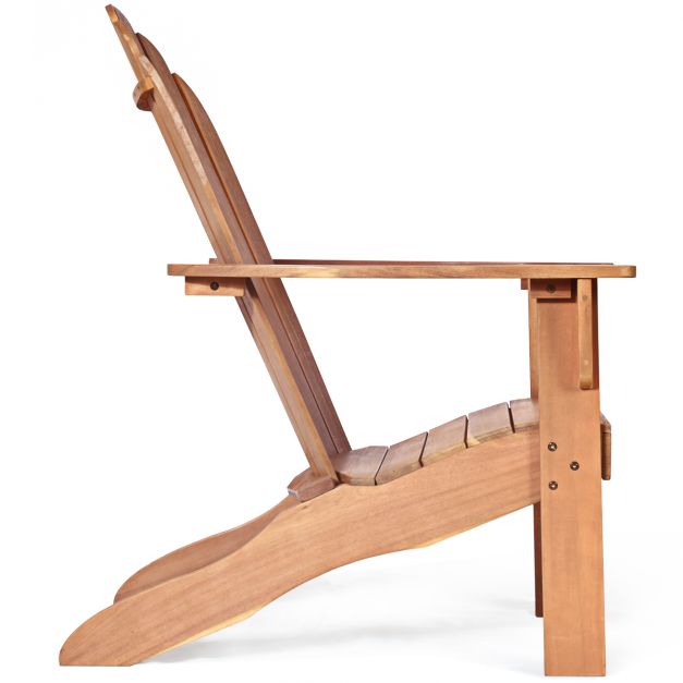 Coast Outdoor Holz Adirondack Stuhl 69x88x103 cm - Natur Akazienholz - Gartenstuhl für Terrasse, Balkon und Garten