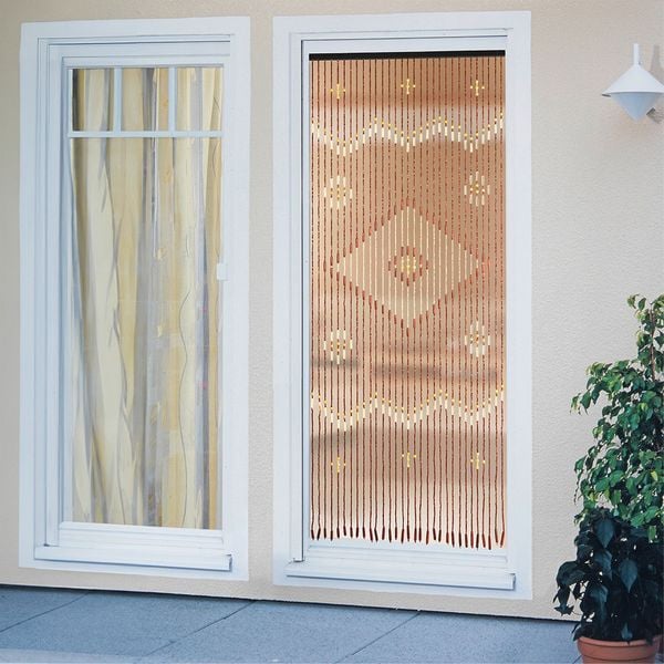 Maximex Perlenvorhang „Rhombus“, mehrfarbig – 90 x 200 cm – Bambus und Ahornholz