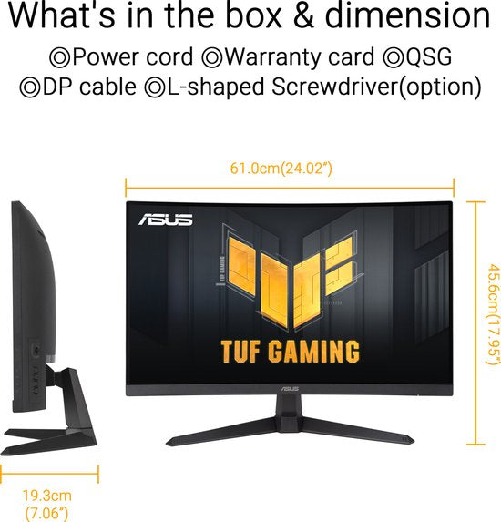 ASUS TUF Gaming VG27VQM1B – FHD-Gaming-Monitor mit gebogenem Bildschirm – 280 Hz – FreeSync Premium – 27 Zoll
