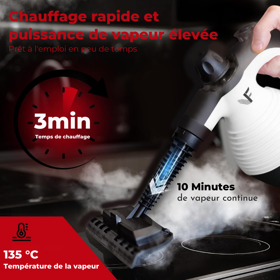 Hand-Dampreiniger - NeighbouFriend – Dampregelung – Inklusive 10 Zubehörteile – 350-ml-Tank – Weißr's