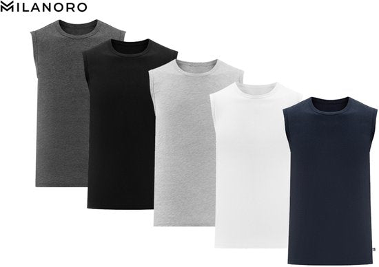 Milanoro - M - Ärmelloses T-Shirt - Hellgrau