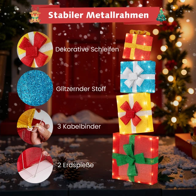 Coast Weihnachtsgeschenkboxen Set - Beleuchtet - 48LED - Gestapelt - Garten - Weihnachten - Mehrfarbig