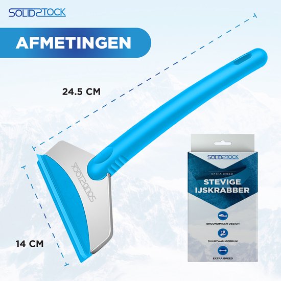 SolidStock Eiskratzer für das Auto – Eiskratzer für das Auto – Extra breit – Scheibenkratzer – Ergonomisches Design – Blau