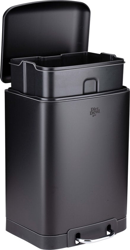 Dirt Devil Treteimer 12 Liter - Badezimmerabfalleimer - Edelstahl - Schwarz