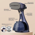 LEBENLANG Wäschedampfer - 1500W - 300 ml Wassertank - Inklusive Handschuh und Aufsätzen - Blau