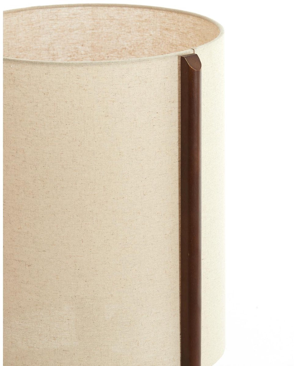 Light & Living Tischleuchte Litto - Holz dunkelbraun - Lampenschirm aus cremefarbenem Stoff Ø35cm