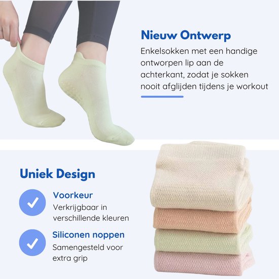 Hilvard Yoga Socken - Pilates Socken - Knöchelsocken - 3 Paar - Hell Orange - Anti-Rutsch Socken - Einheitsgröße